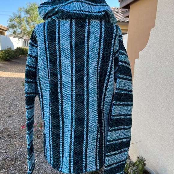 Confecciones Artilana Green Striped Poncho Women Size Medium - Picture 8 of 16